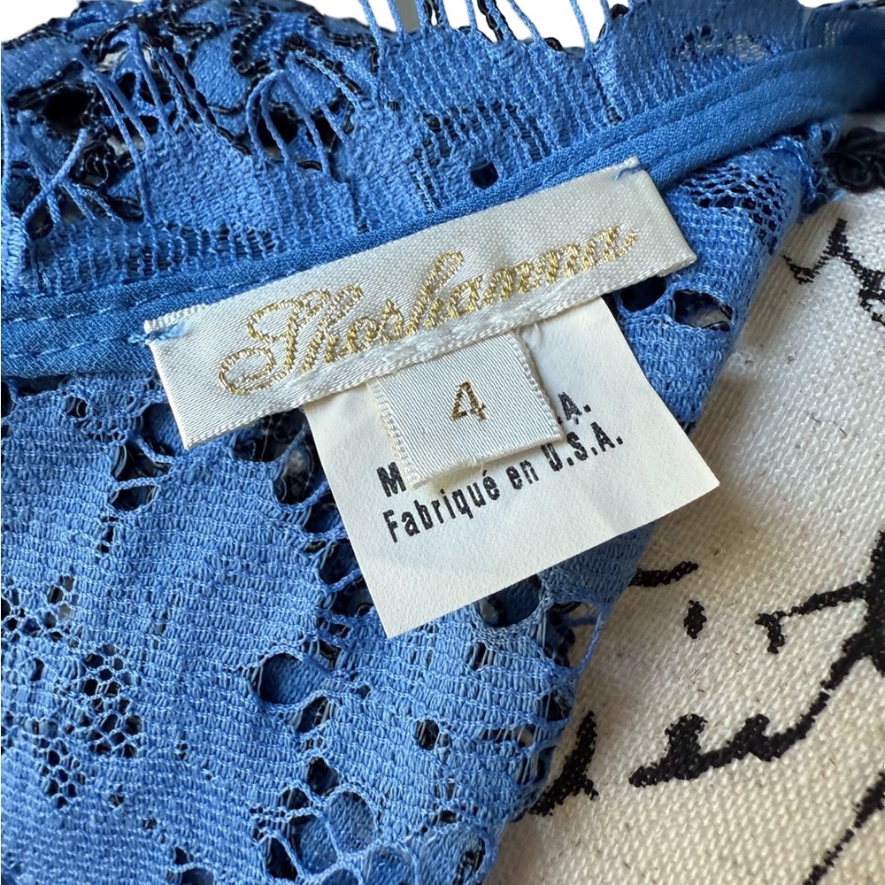 Shoshannah Calista Trumpet Rich Blue Lace Sheath Romantic Dress Size 4 - Picture 8 of 12